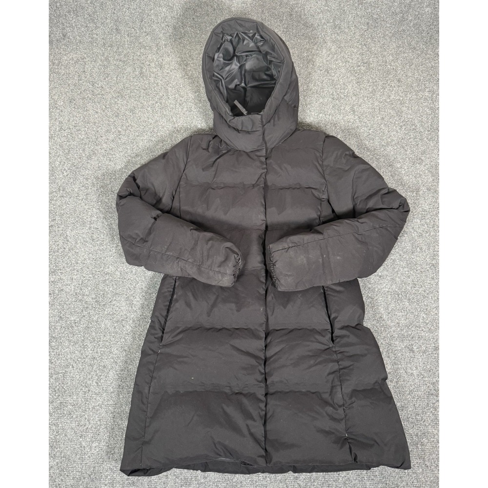 Uniqlo Jacket Womens XS Black Ultra Light Down Puffer Snap Button Long Coat